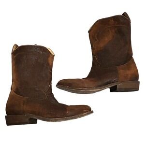 Corral Western Boots Mens Lamb Embroidery Zip‎ Leather Chocolate C3886 Sz 7d